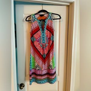 Hale Bob split neck sleeveless dress